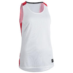 MAILLOT DE BASKETBALL POUR FEMME BLANC ROSE T500