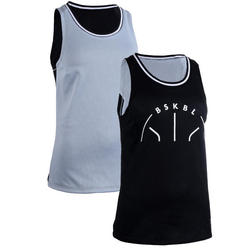 MAILLOT DE BASKETBALL REVERSIBLE FEMME NOIR GRIS BSKBL T500R