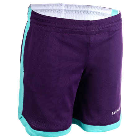 SH500R Boys'/Girls' Intermediate Basketball Reversible Shorts - Purple/White