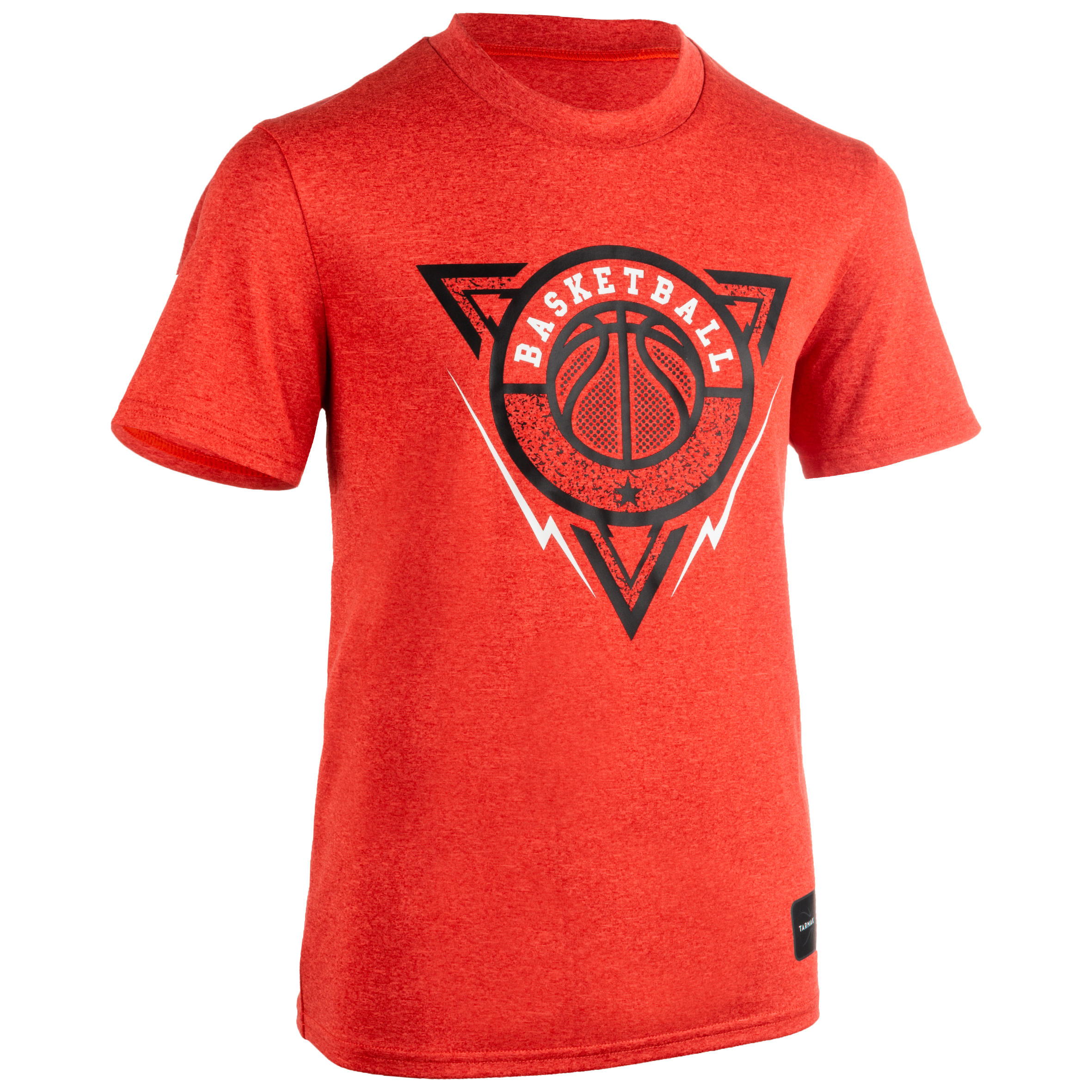 TS500 Boys'/Girls' T-Shirt Basket untuk Pemain Kelas Menengah -  Merah/Segitiga - Decathlon