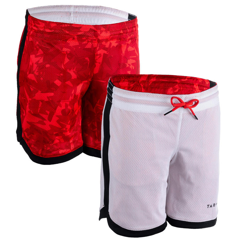 SHORT BÁSQUETBOL REVERSIBLE JÚNIOR PERFECCIONAMIENTO ROJO PRINT BLANCO SH500R SHORT BÁSQUETBOL REVERSIBLE JÚNIOR PERFECCIONAMIENTO ROJO PRINT BLANCO SH500R