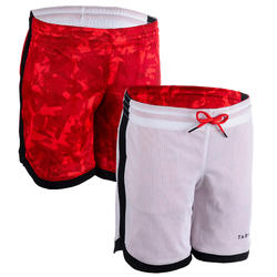 SHORT DE BASKET REVERSIBLE POUR GARCON/FILLE CONFIRME(E) ROUGE PRINT BLC SH500R