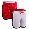 Omkeerbare basketbalshort voor jongens/meisjes rood/print/wit SH500R