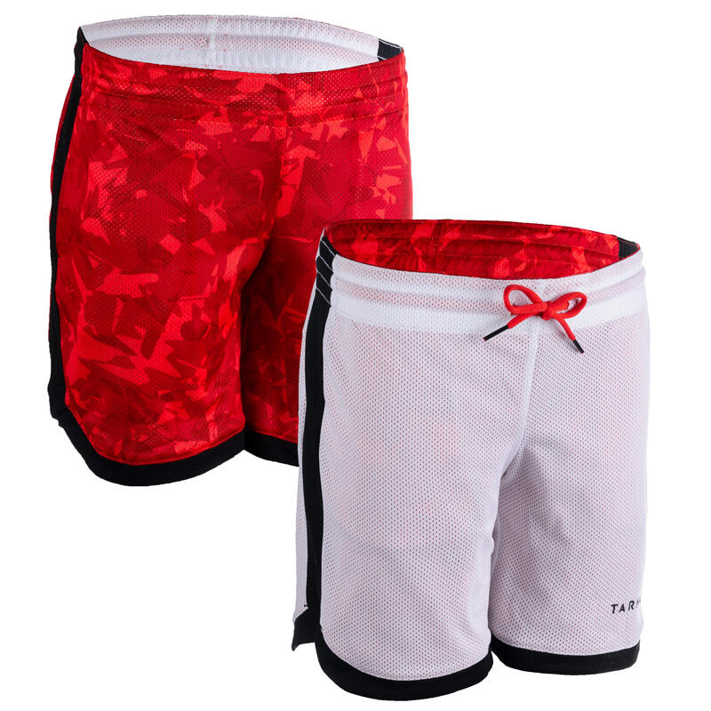 Pantalón Baloncesto Tarmak SH500 reversible niños rojo blanco