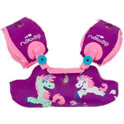 Brassards-ceinture de natation évolutif TISWIM enfant violet imprimé _QUOTE_LICORNE_QUOTE_