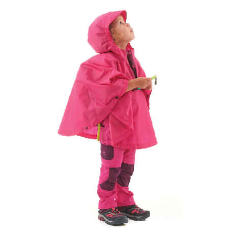 Kids’ Waterproof Hiking Poncho MH100 Pink