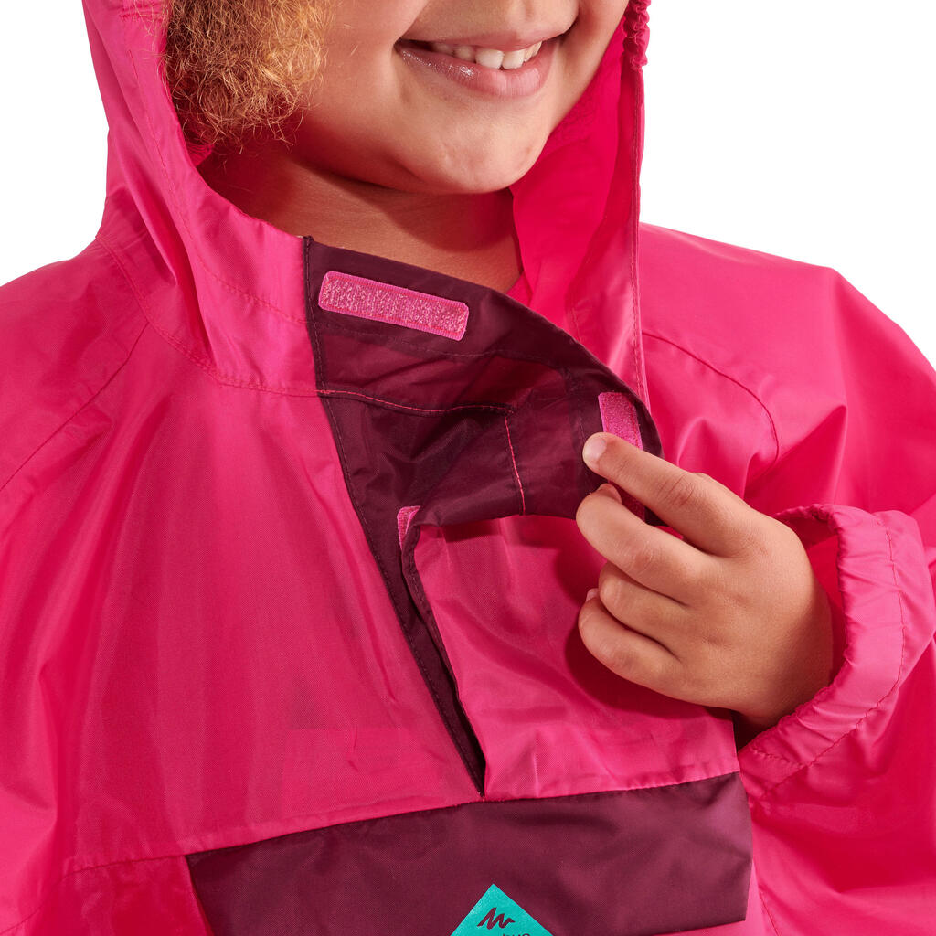 Kids’ Waterproof Hiking Poncho MH100 Pink