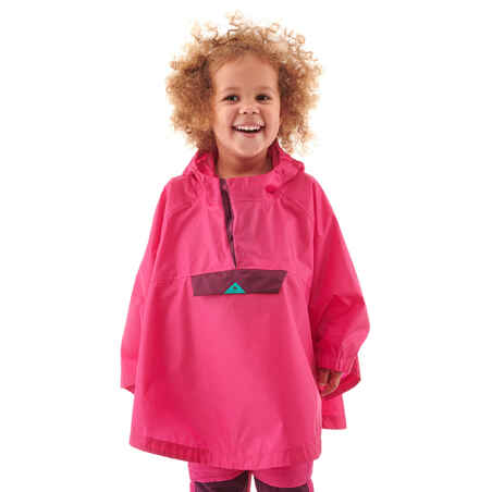 Kids’ Waterproof Hiking Poncho MH100 Pink