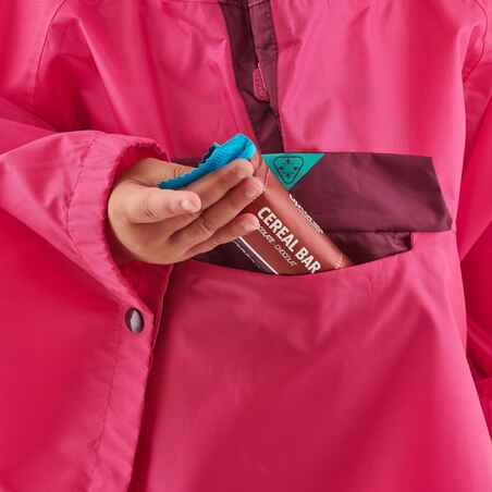 Kids’ Waterproof Hiking Poncho MH100 Pink