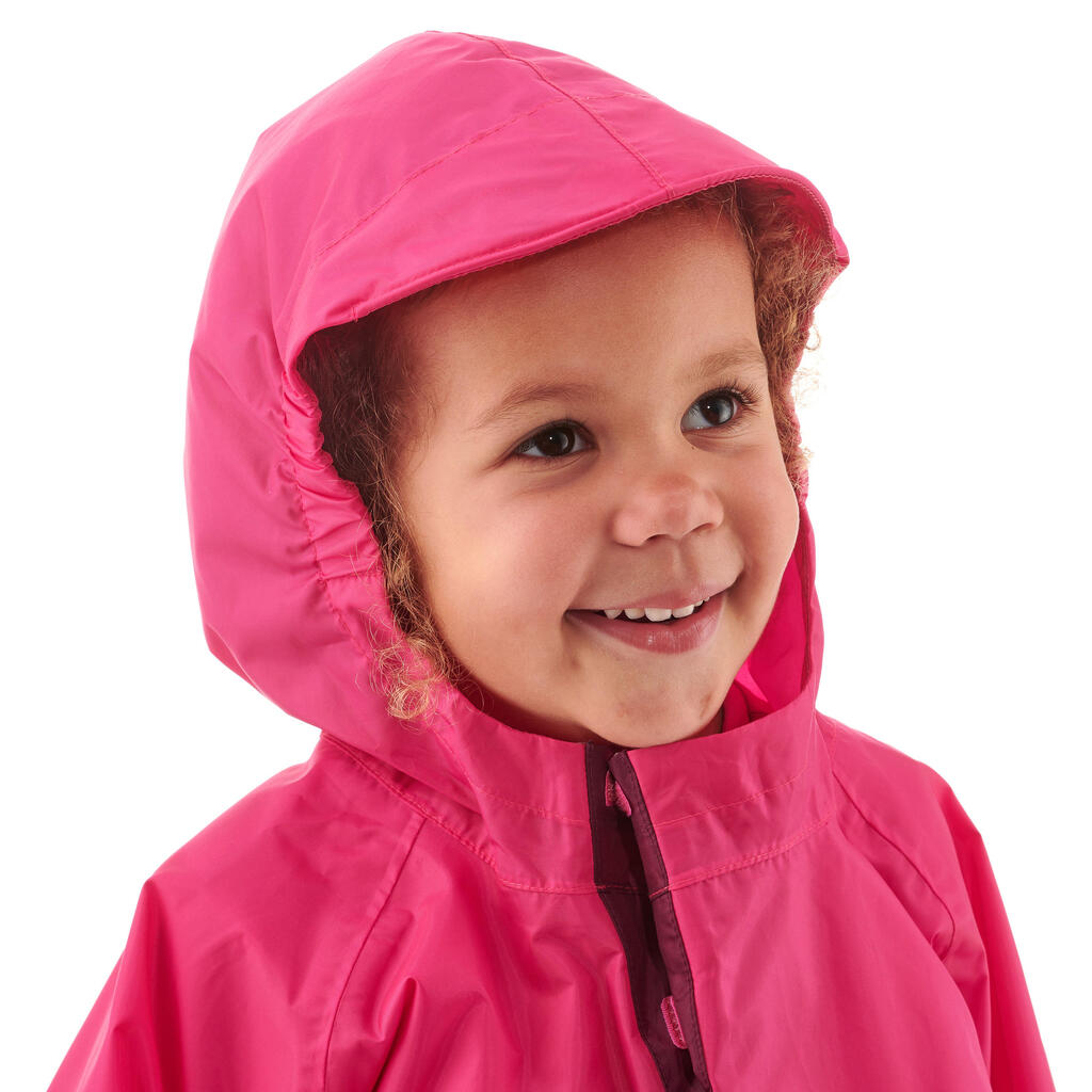 Kids’ Waterproof Hiking Poncho MH100 Pink