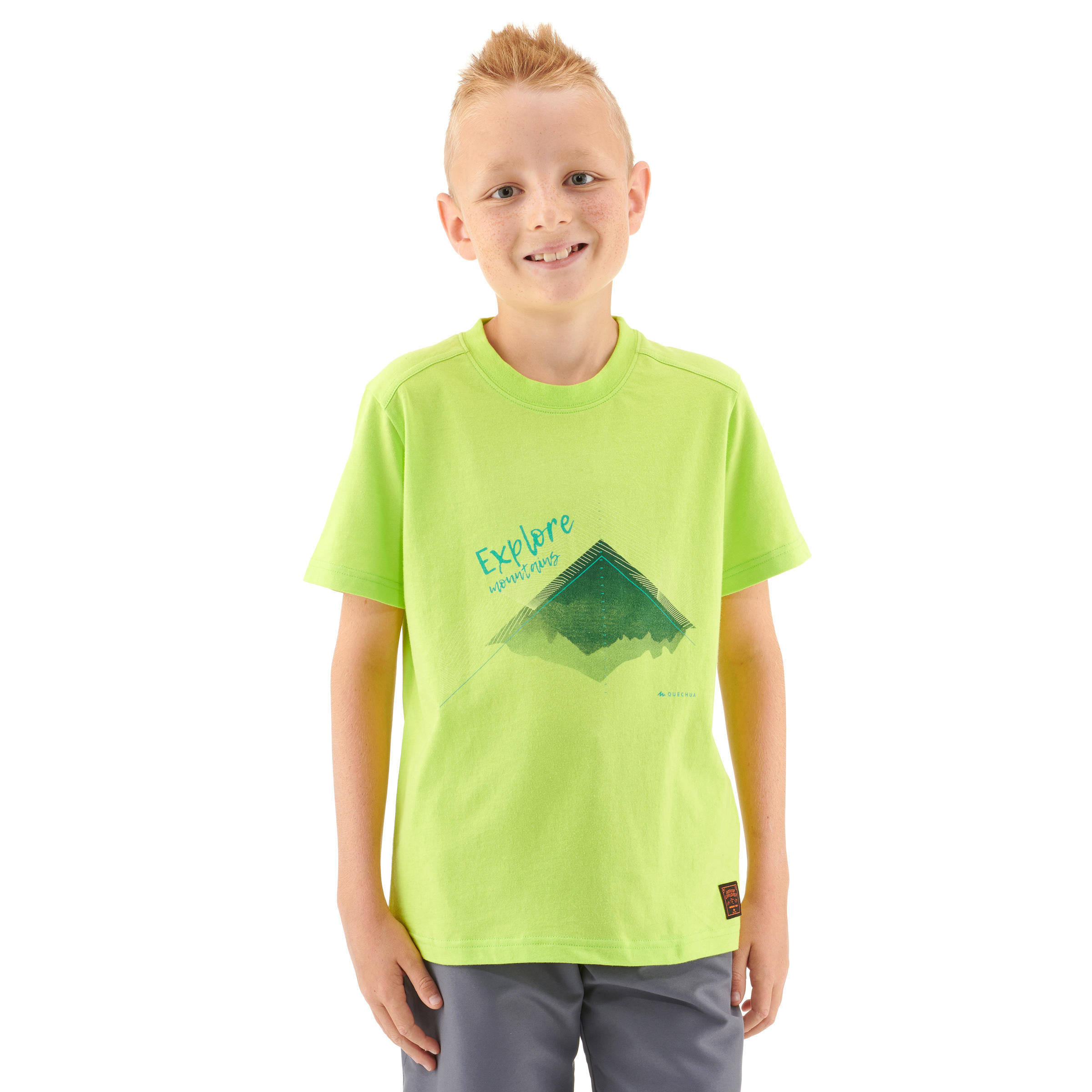 Hiking T-Shirt - MH100 anise green - children 7-15 years