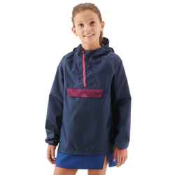 Children's hiking raincoat MH100 navy and pink ages 7-15