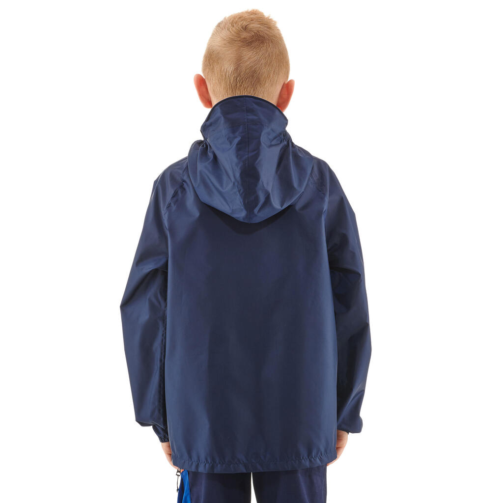 Veste imperméable de randonnée - MH100 bleu marine - enfant 7-15 ans