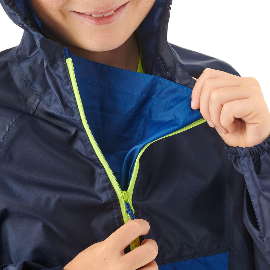 CHAQUETA IMPERMEABLE SENDERISMO NIÑOS MH100 AZUL