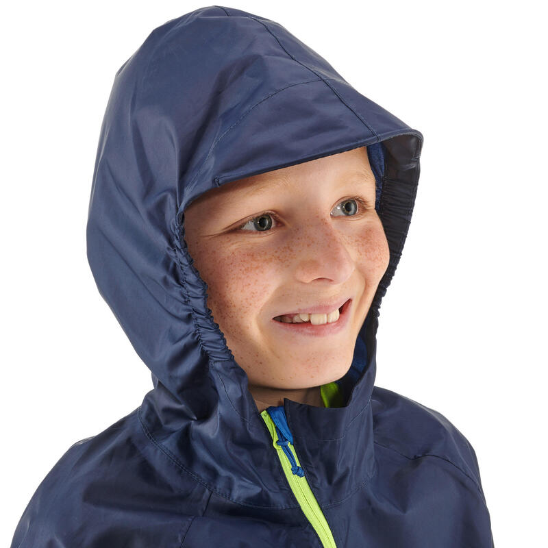 Jachetă impermeabilă Drumeție MH100 Bleumarin 7-15 ani Copii 