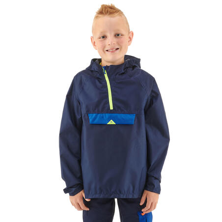 Куртка водонепроницаемая для походов для детей 7–15 лет темно-синяя MH100