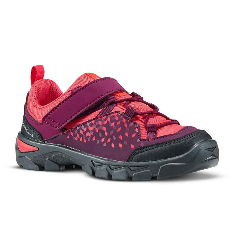 Chaussures de randonnée enfant basses avec scratch MH120 LOW violettes 28 AU 34