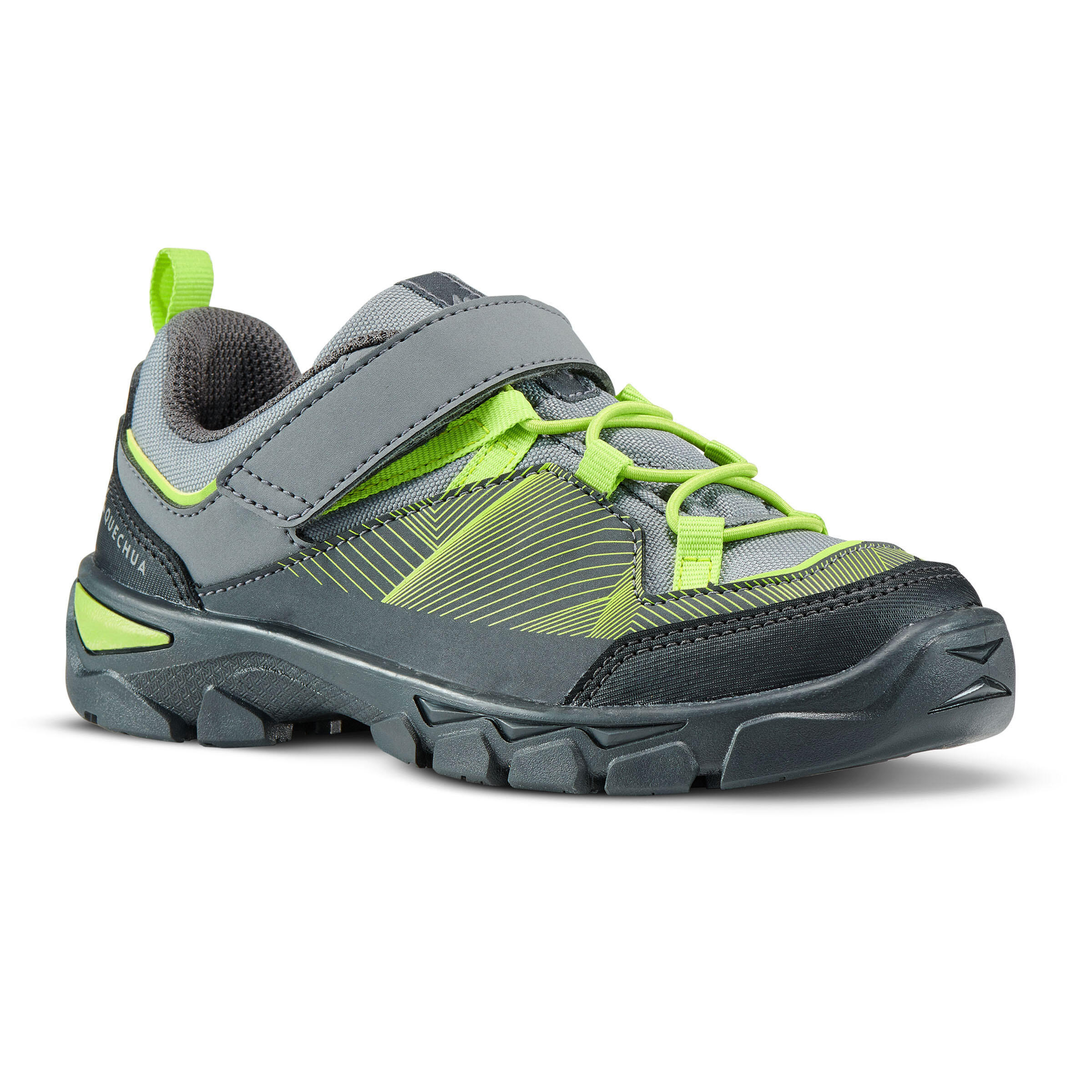 Chaussure de randonnée autoagripantes MH120 basses - gris/vert 11-3 - Enfants - QUECHUA