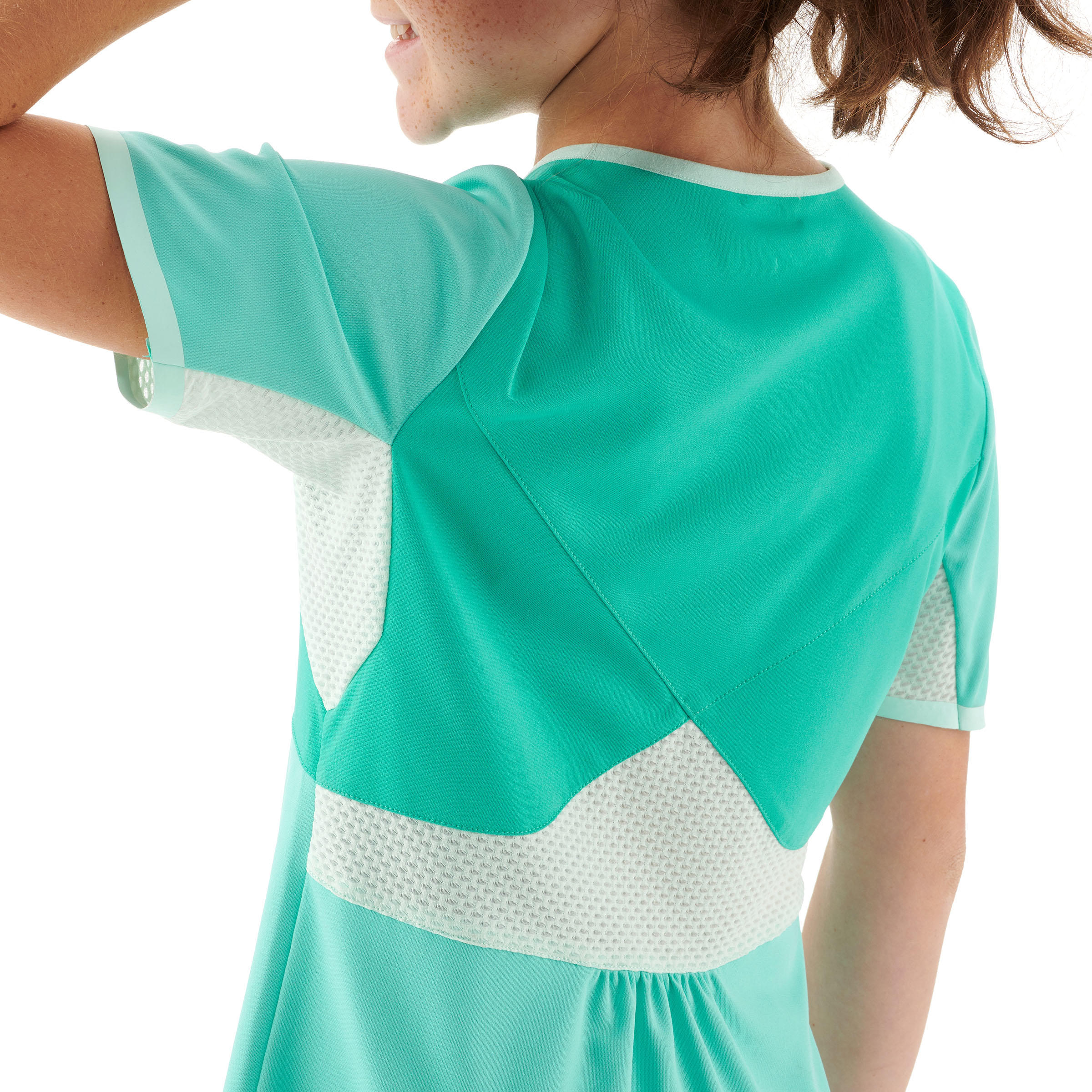Kids' Hiking T-Shirt MH550 - Turquoise 7-15 years 3/4