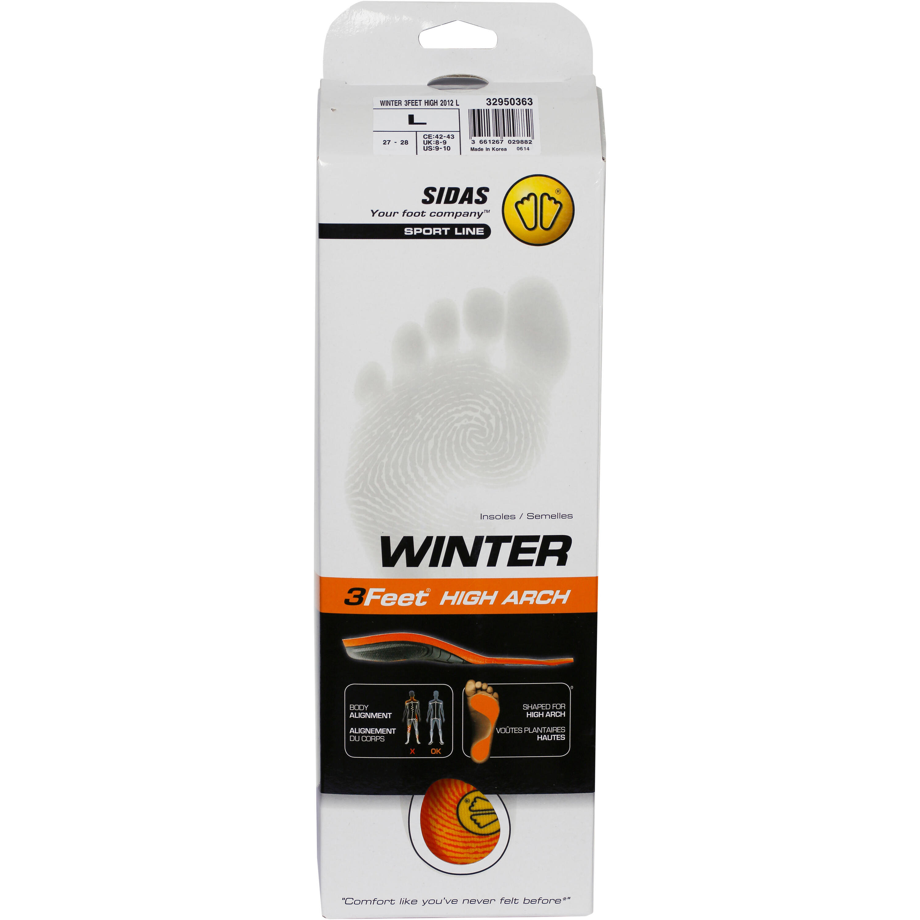 Einlegesohlen für Skischuhe Hohlfuss Sidas Winter 3 Feet  5/8