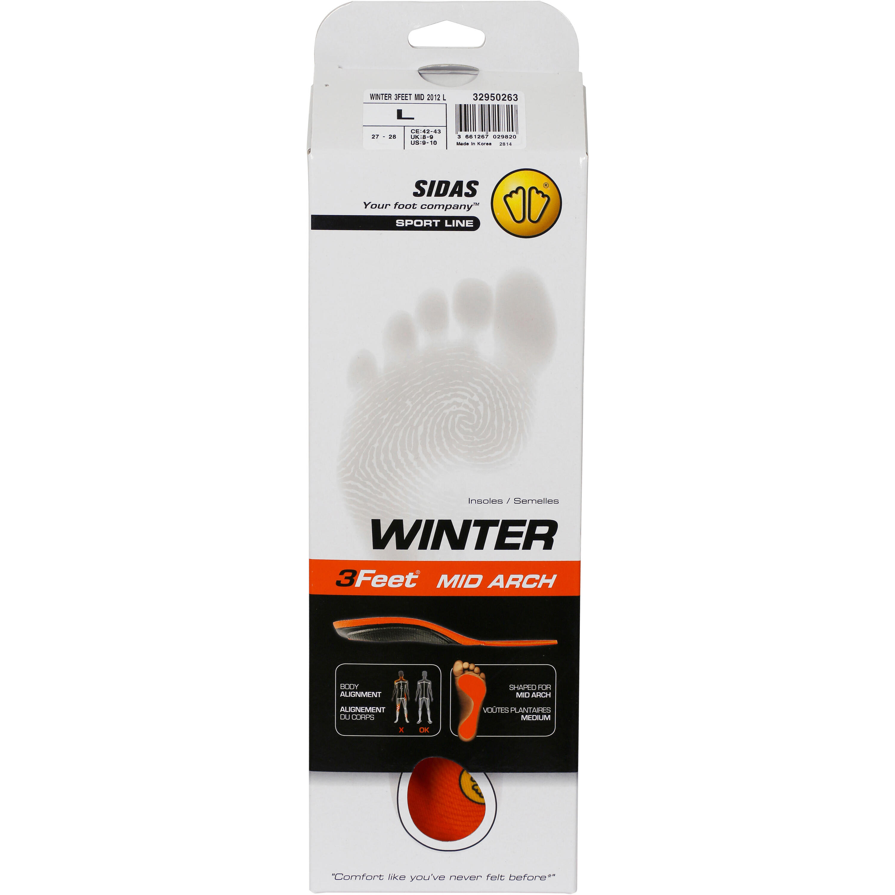 Einlegesohlen für Skischuhe normale Fusswölbung Sidas Winter 3 Feet  5/8