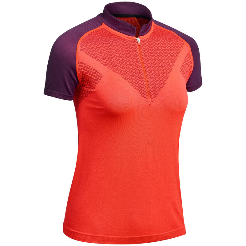T-shirt seamless manches courtes de randonnée rapide FH900 femme rouge prune