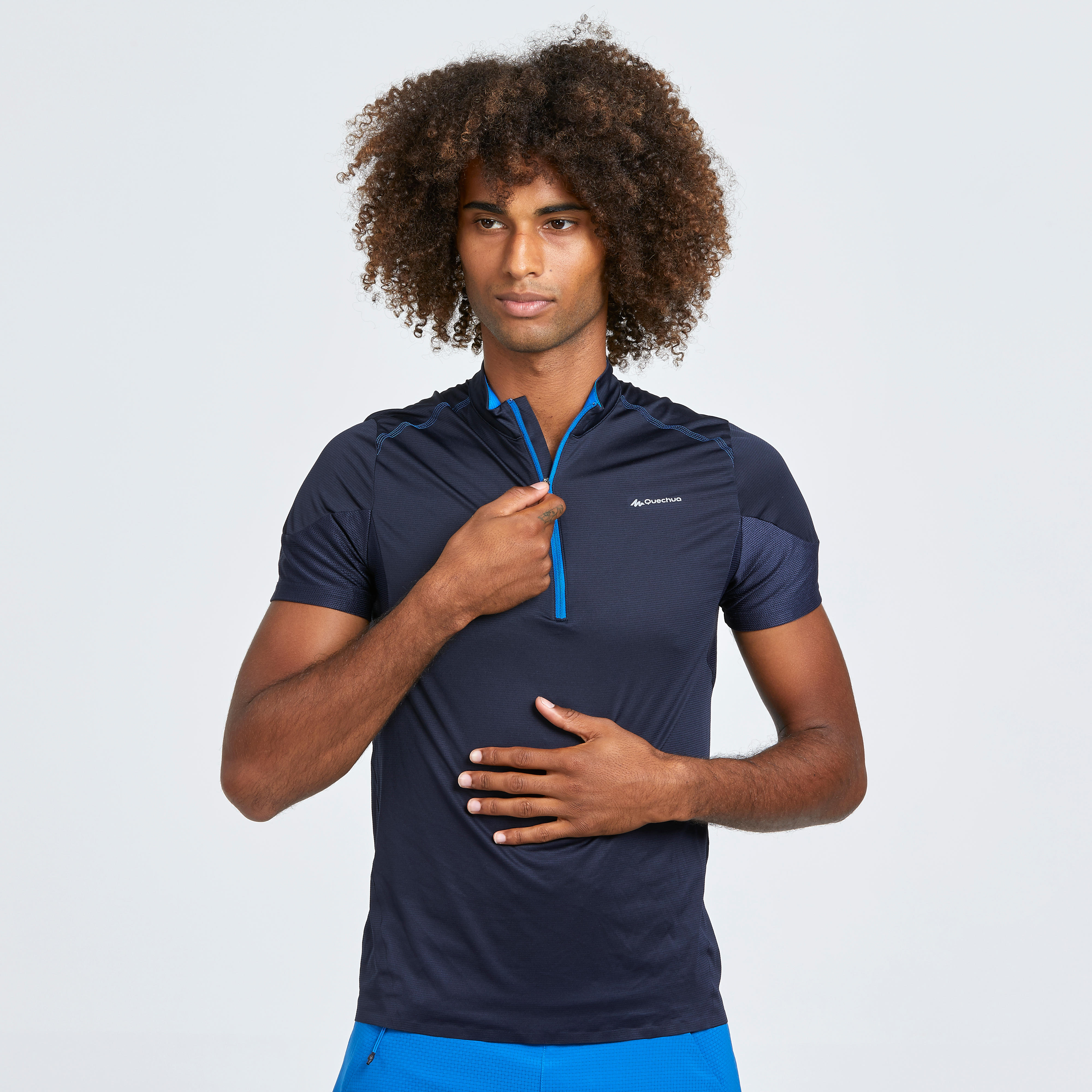 

Men' T shirt FH500 Helium - Navy Blue -  By QUECHUA | Decathlon