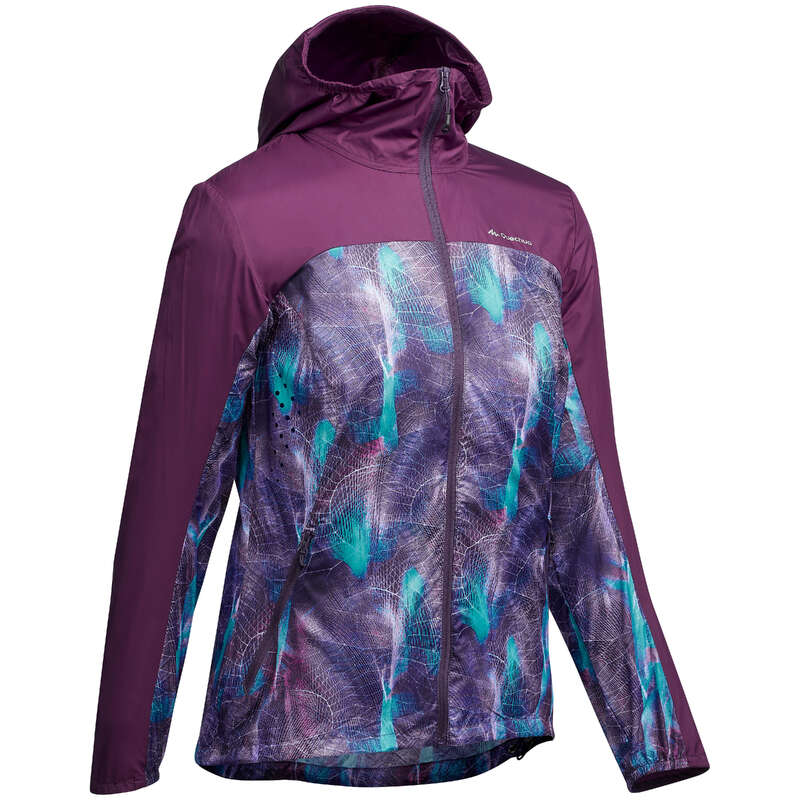 WOMEN FAST HIKING SHOES, APPAREL - W Jacket Wind FH500 - Purple QUECHUA