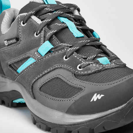 Moteriški neperšlampami kalnų žygių batai „MH100“, pilki ir mėlyni