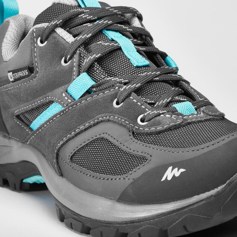 Chaussures imperméables de randonnée montagne - MH100 Gris/Bleu - Femme