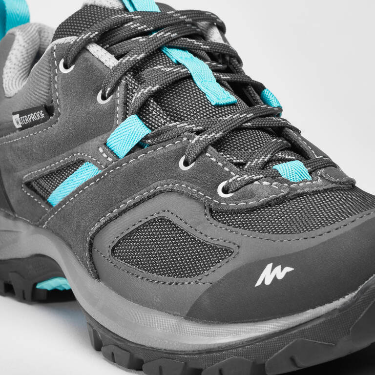 Women’s Waterproof Mountain Walking Shoes - MH100 - Grey/Blue