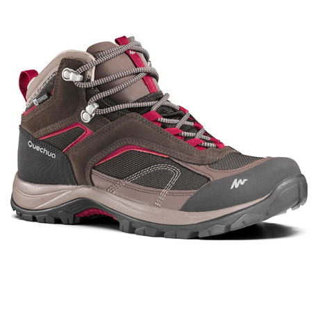 Chaussures imperméables de randonnée montagne - MH100 Mid Marron - Femme