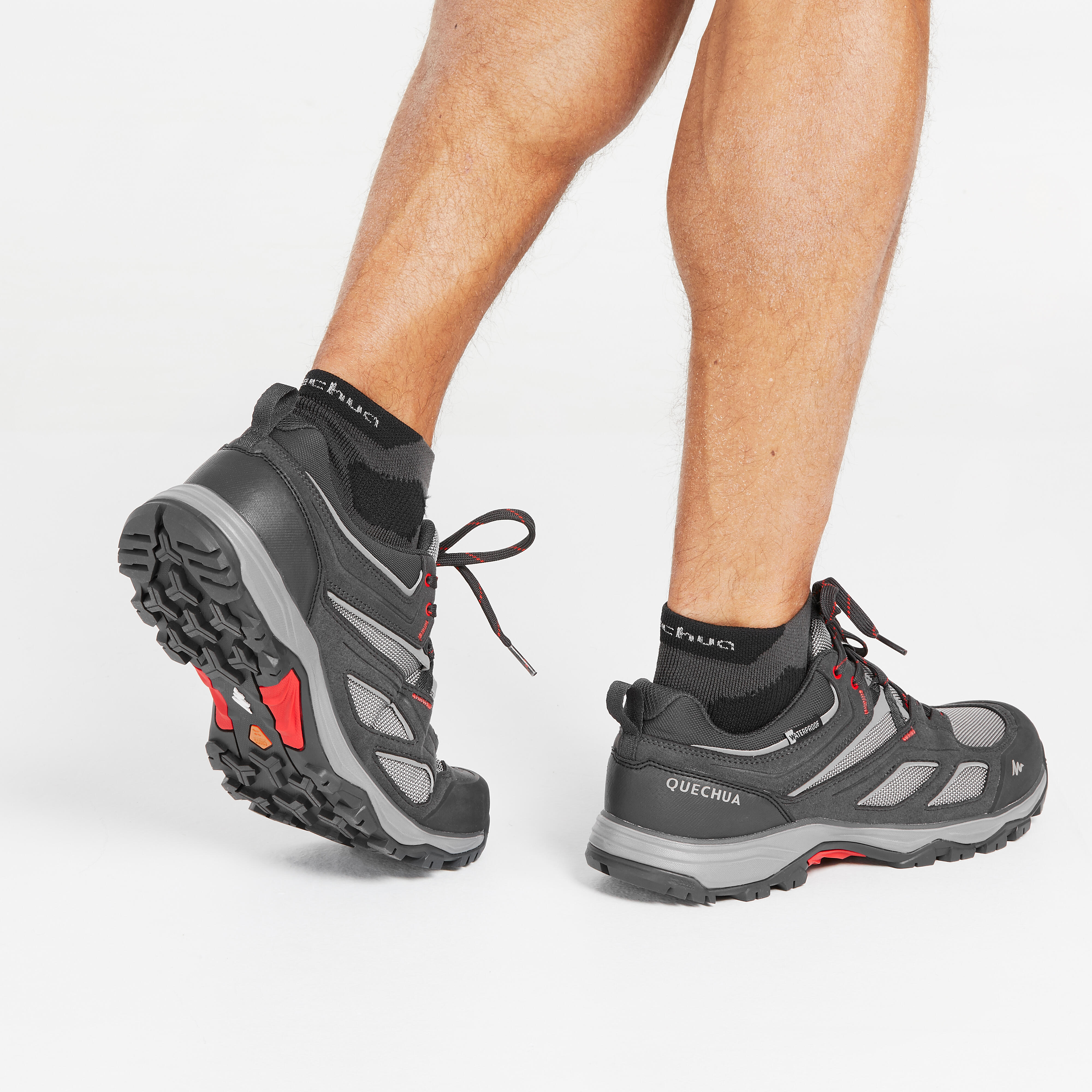 Men s waterproof mountain hiking shoes MH100 Grey