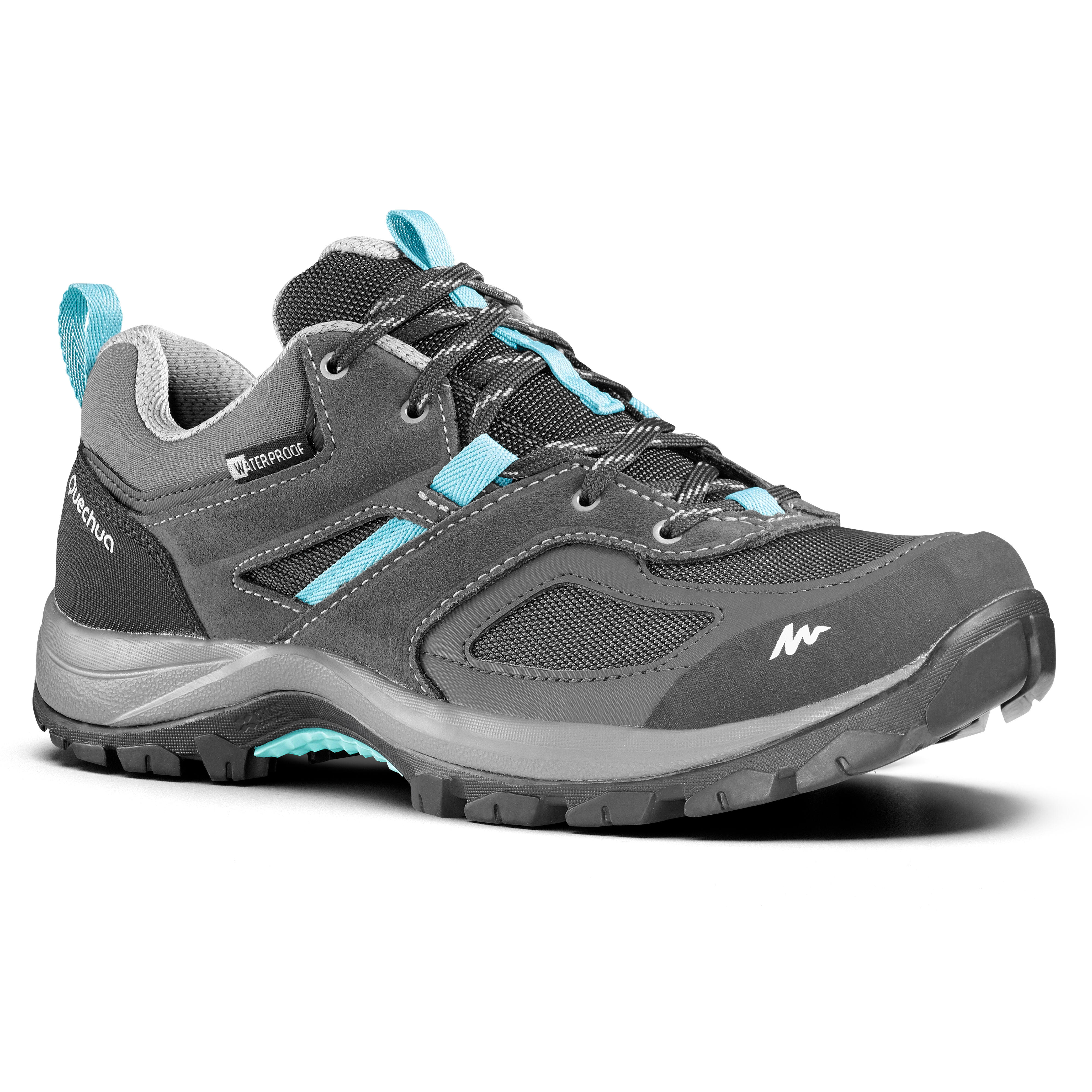 Women’s Waterproof Hiking Shoes – MH 100 Grey/Blue - QUECHUA