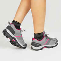 Women's mountain walking shoes - MH100 - Grey/Pink