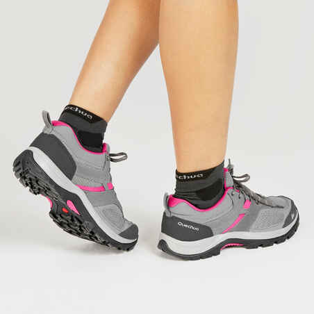 Women's mountain walking shoes - MH100 - Grey/Pink