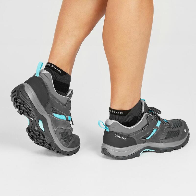 Waterdichte bergwandelschoenen voor dames MH100 grijs/blauw