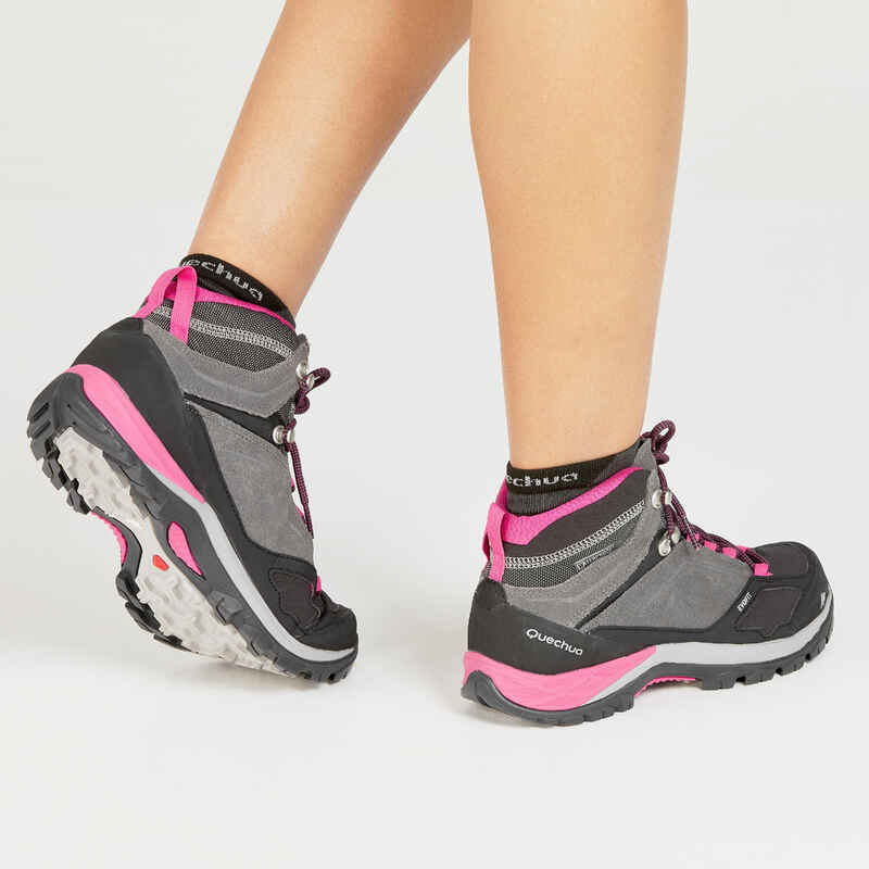 Women's Waterproof Mountain Hiking Boots Granite/Pink Decathlon