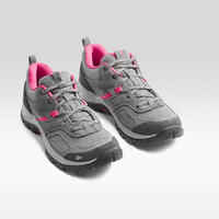 Women's mountain walking shoes - MH100 - Grey/Pink