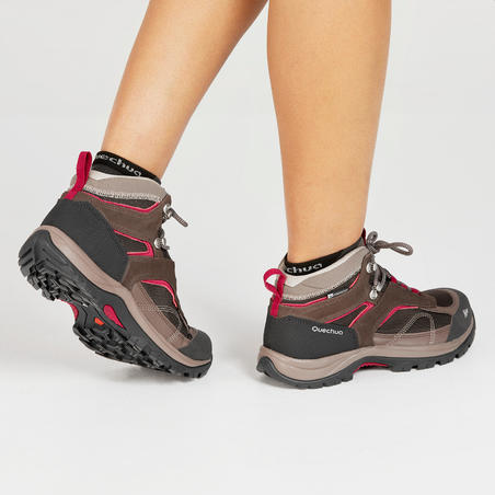 Chaussures imperméables de randonnée montagne - MH100 Mid Marron - Femme -  Decathlon