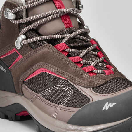 حذاء المشي على الجبال للسيدات MH100 مقاوم للماء - بني