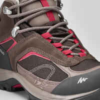 Women’s waterproof mountain walking boots - MH100 Mid - Brown