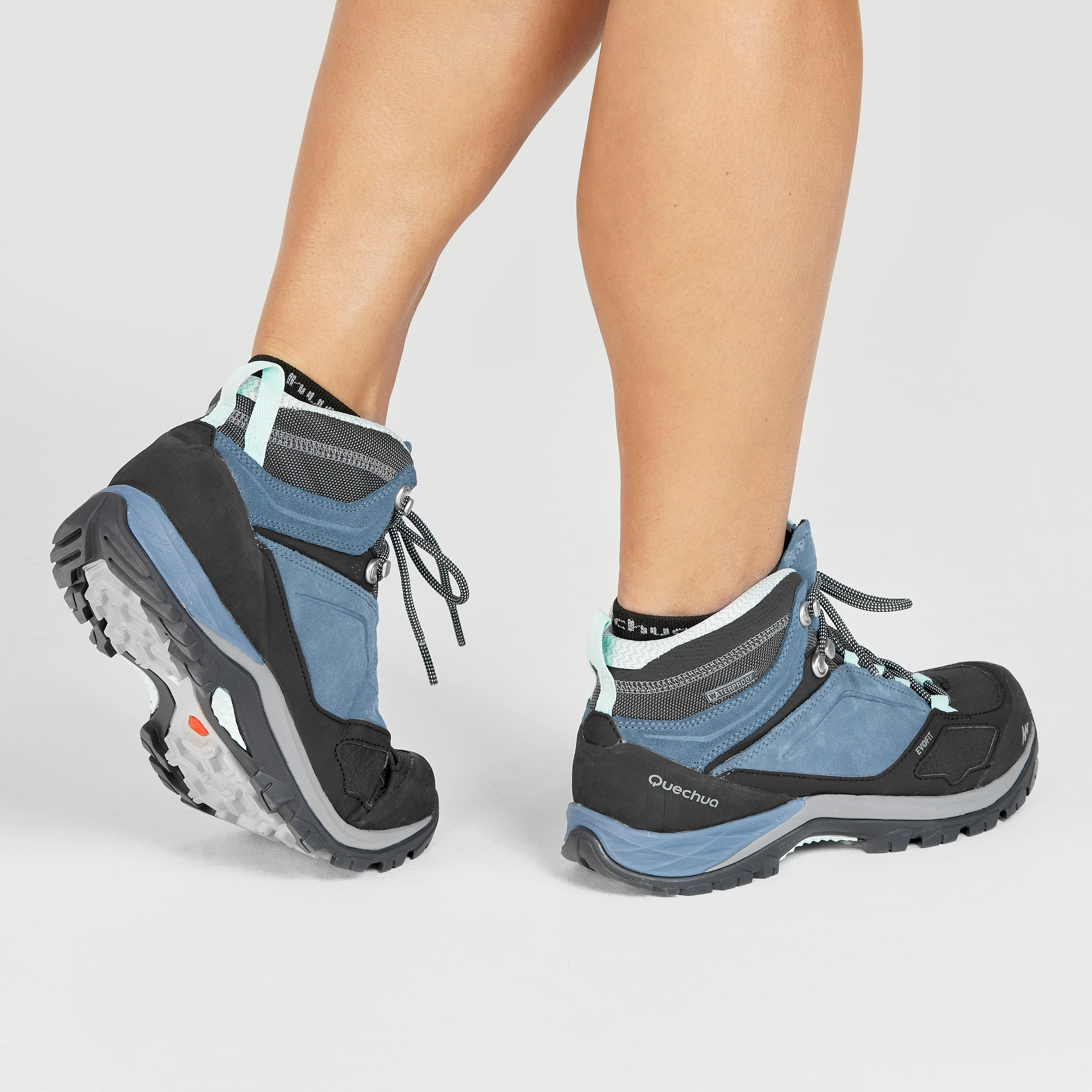 Halfhoge waterdichte bergwandelschoenen voor dames MH500 blauw | QUECHUA |  Decathlon.nl