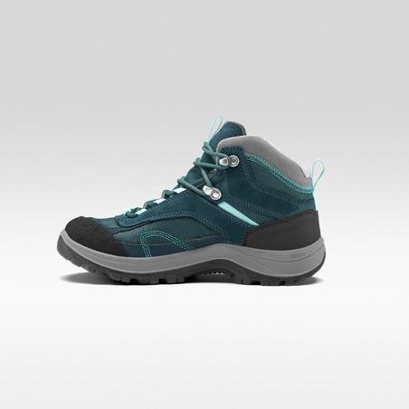 Chaussures imperméables de randonnée montagne - MH100 Mid Turquoise - Femme