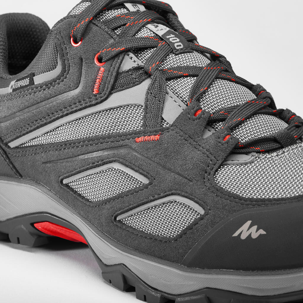 Men's waterproof mountain hiking shoes - MH100 - Grey