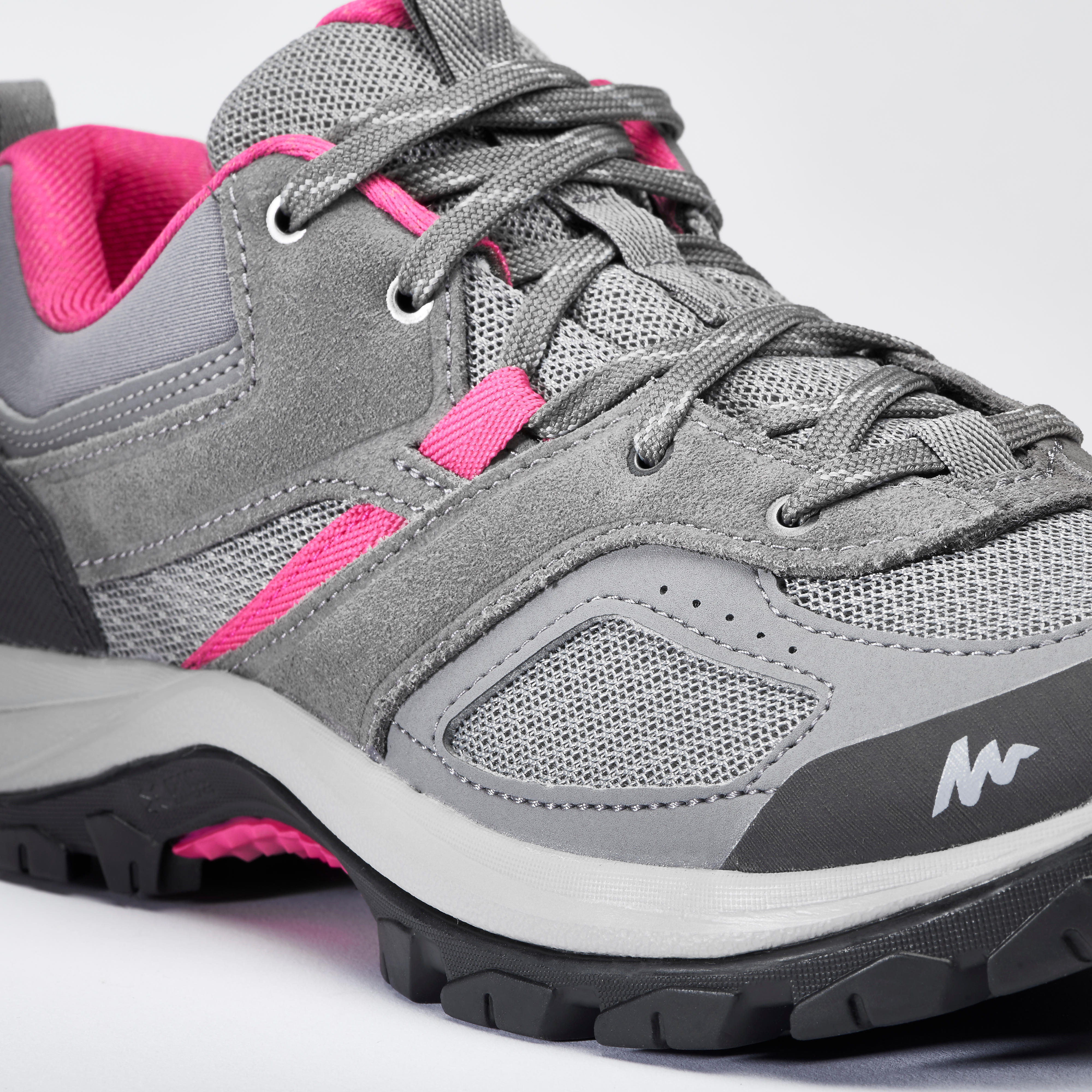 Tenis de senderismo montaña mujer MH100 Gris Rosa - Decathlon