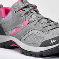 Women's mountain walking shoes - MH100 - Grey/Pink