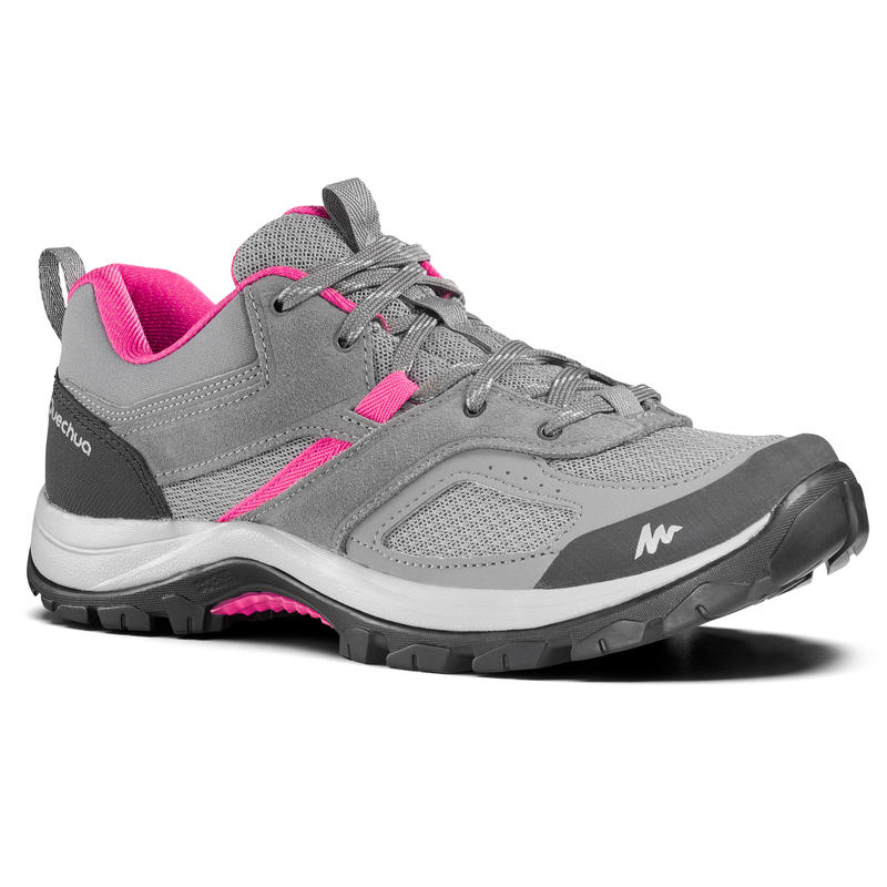 Női cipő túrázáshoz MH100, szürke, rózsaszín