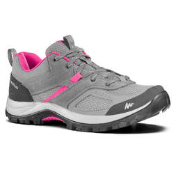 Women's mountain walking shoes - MH100 - Grey/Pink