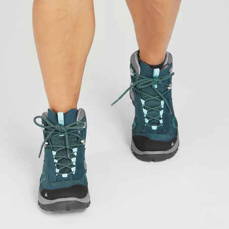 Women’s waterproof mountain walking boots - MH100 Mid - Turquoise